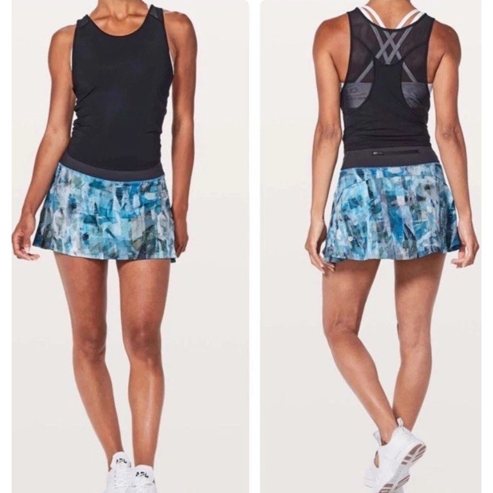 Lululemon Play Off The Pleats 13" Skirt Skort Sun Dazed Multi Blue Sz 6 Clean